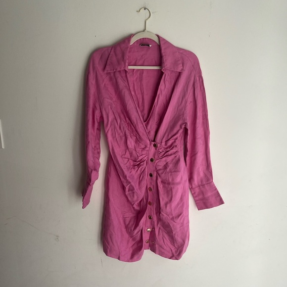 SANDRO Elvira Linen Shirt Dress Size 36 - Picture 4 of 12